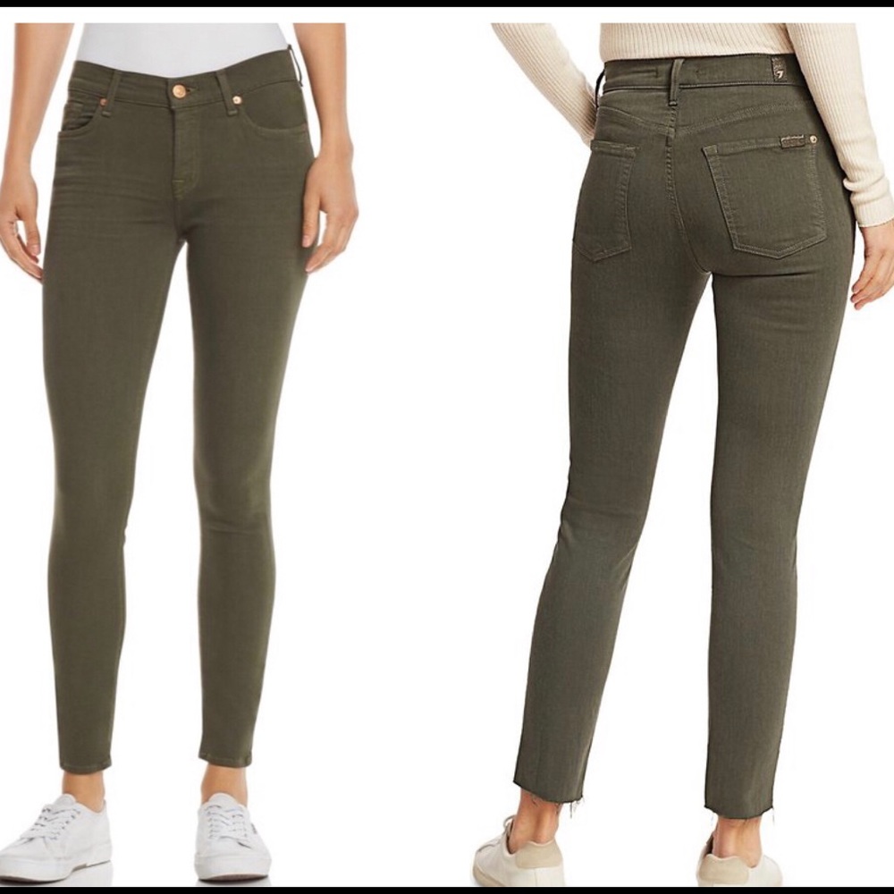 7 FOR ALL MANKIND SKINNY FIT JEANS ARMY GREEN - Picture 1 of 8